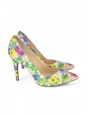 GUESS Floral Pointed Toe Heels Multicolor Pumps Women’s Size 8